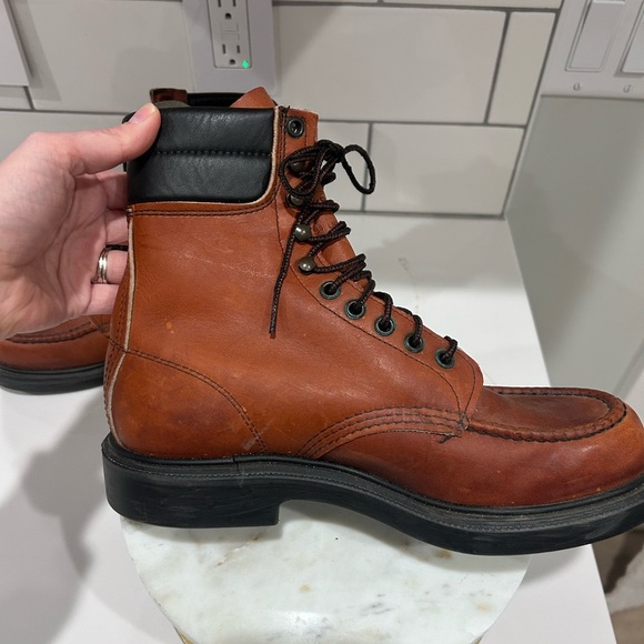 Vintage Red Wings Steel Toe Work Boot High Ankle Size 7.5 B Men’s Leather - Picture 9 of 9